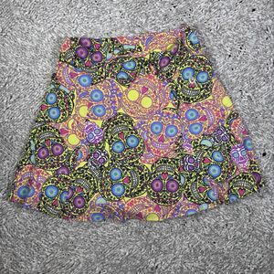 Dona Jo Activewear Skort Womens 2 Multicolor Activewear Tennis Skull Skirt Run